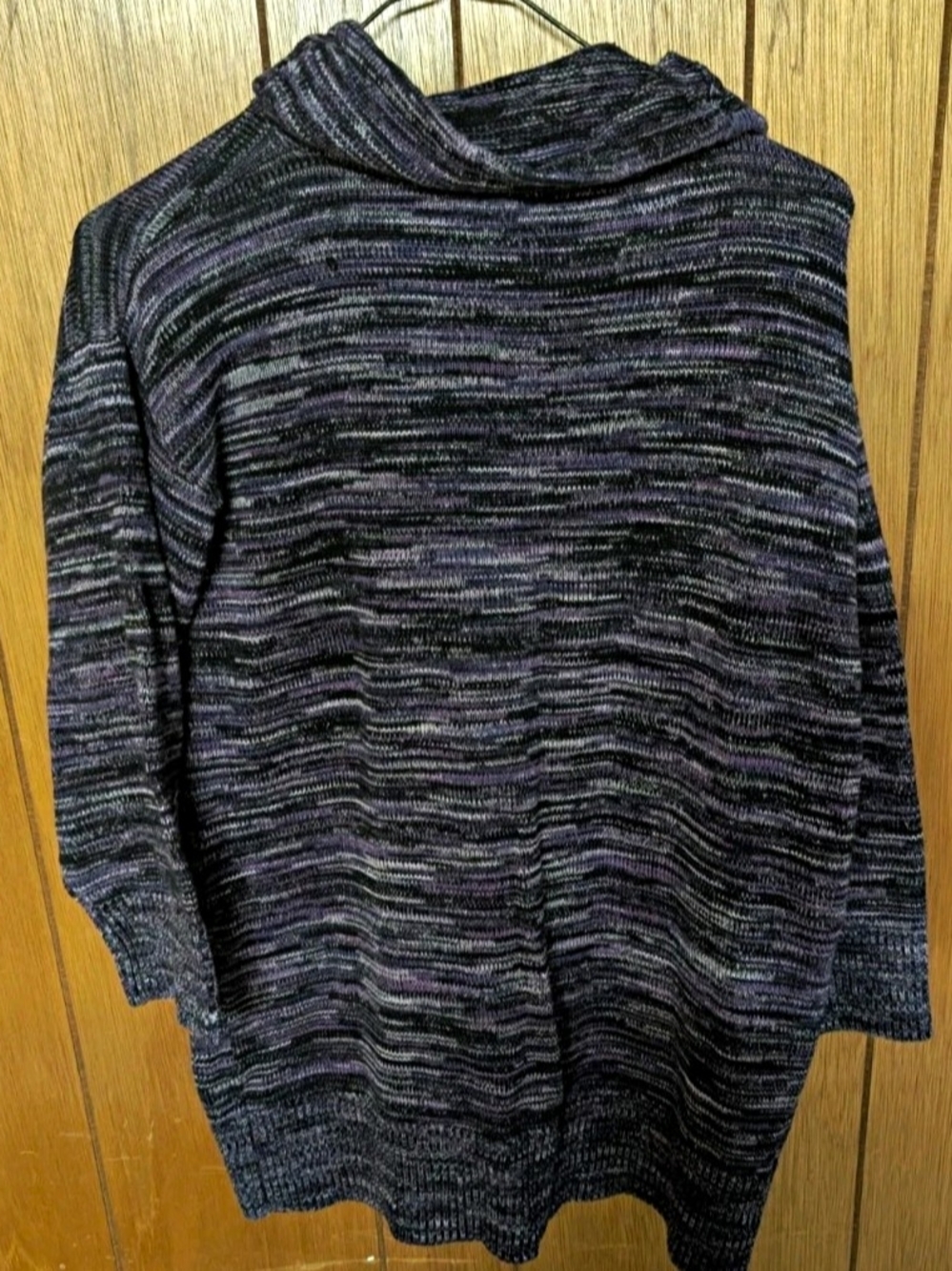 Jones New York Black and Purple Space-Dye Turtleneck Sweater